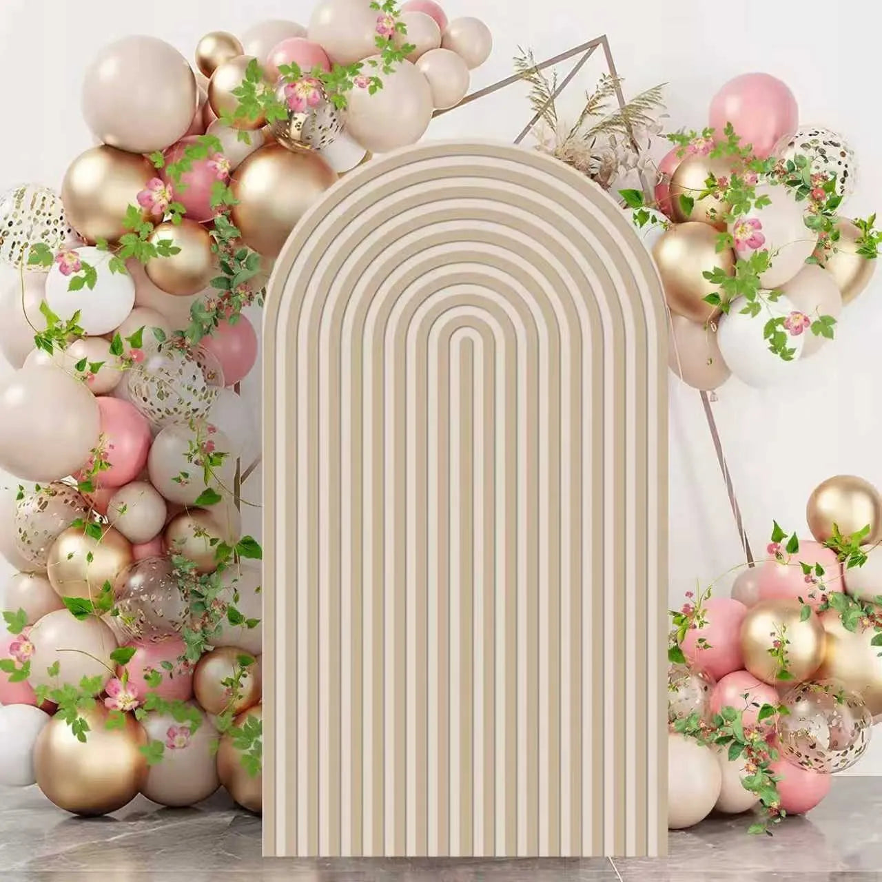 Užvalkalas dekoratyviniam arkui, smėlio ir kreminės spalvos linijos, 2,2x1,2 m