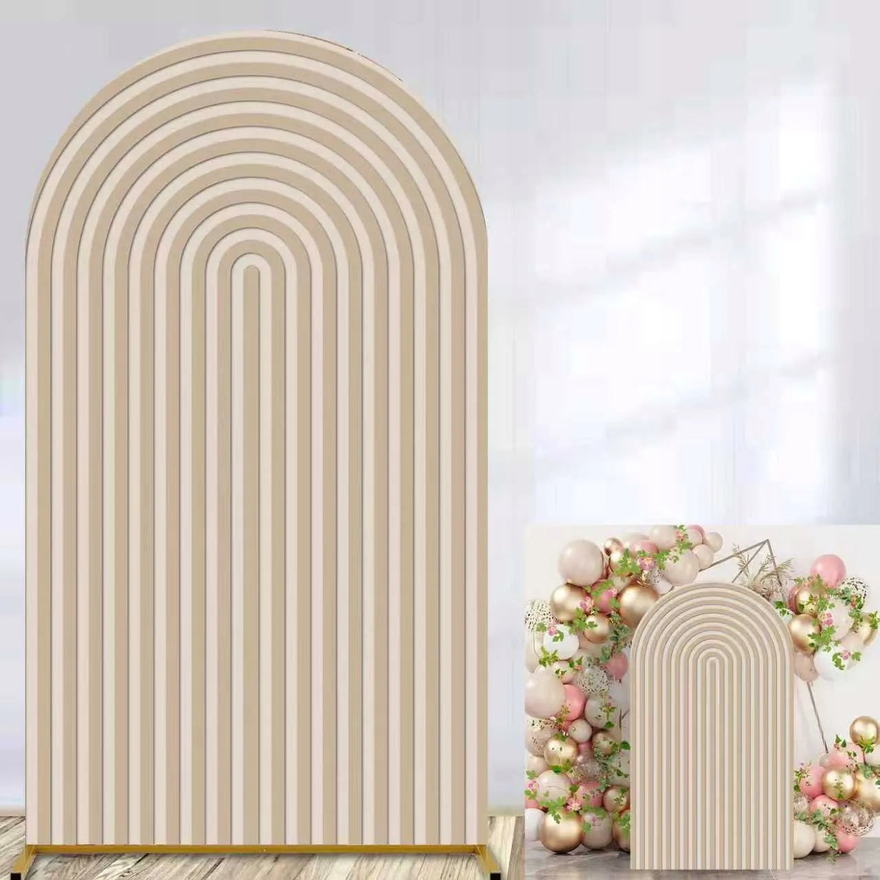 Užvalkalas dekoratyviniam arkui, smėlio ir kreminės spalvos linijos, 2,2x1,2 m