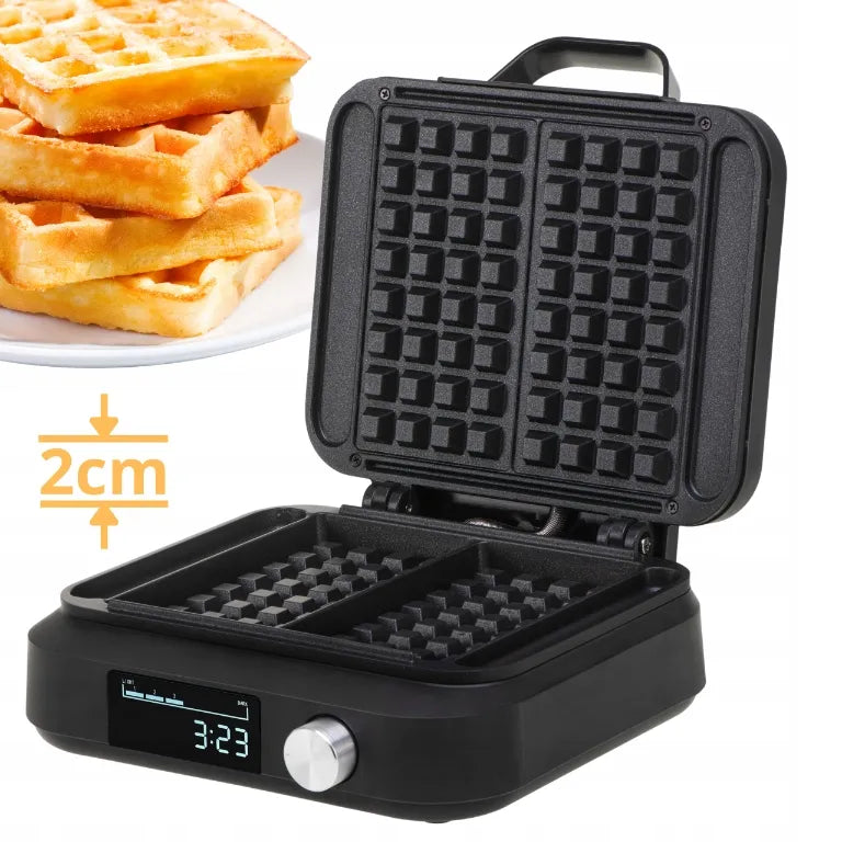 Vafline 2200W 2 vafliams XXL su laikmačiu, giliomis plokštėmis ir nelimpančia danga