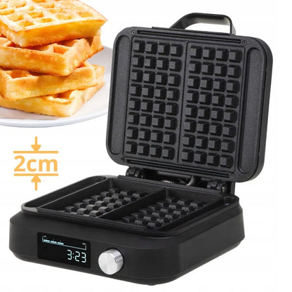 Vafline 2200W 2 vafliams XXL su laikmačiu, giliomis plokštėmis ir nelimpančia danga