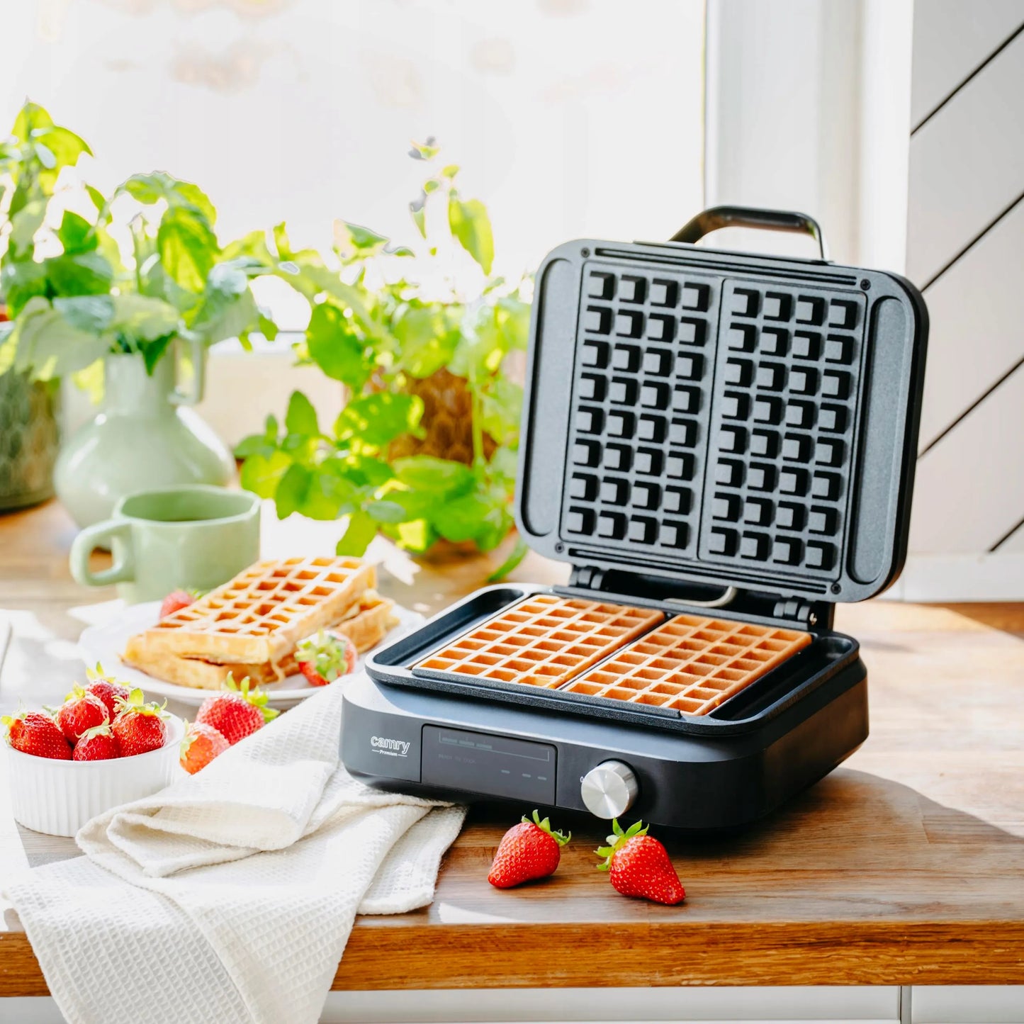 Vafline 2200W 2 vafliams XXL su laikmačiu, giliomis plokštėmis ir nelimpančia danga
