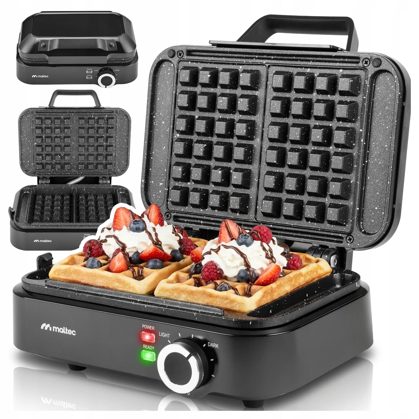 Vaflinė MalTec WM2000W su temperatūros reguliavimu, marmurine danga, 1200 W