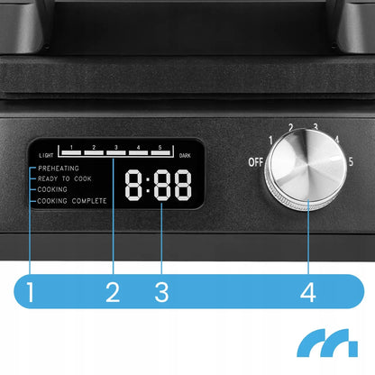 Vaflinė MalTec WM2200W, 2200W, su LCD ekranu ir temperatūros reguliavimu