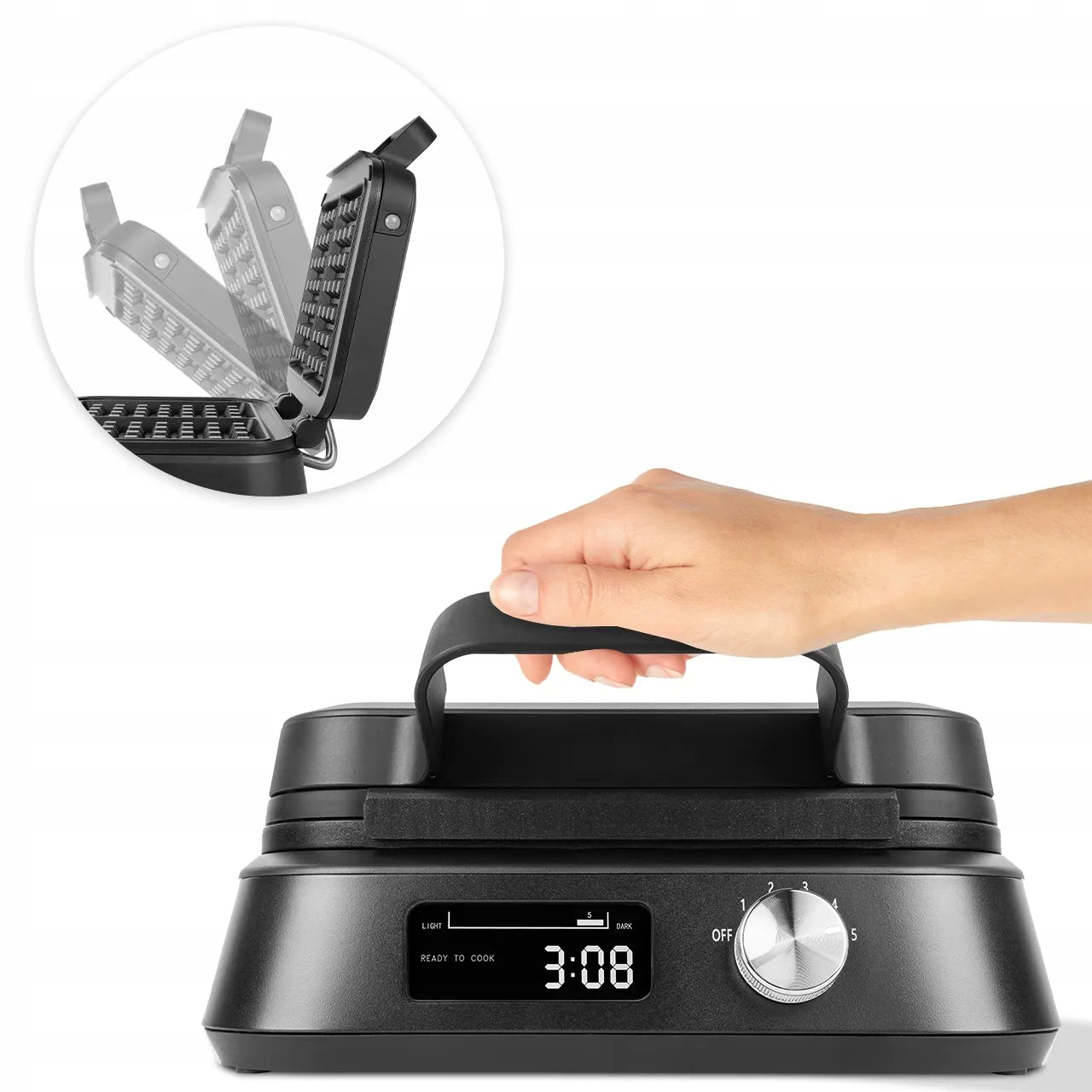 Vaflinė MalTec WM2200W, 2200W, su LCD ekranu ir temperatūros reguliavimu
