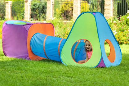Vaikiška palapinė BABY MIX 3-in-1 su tuneliu, mėlyna/oranžinė