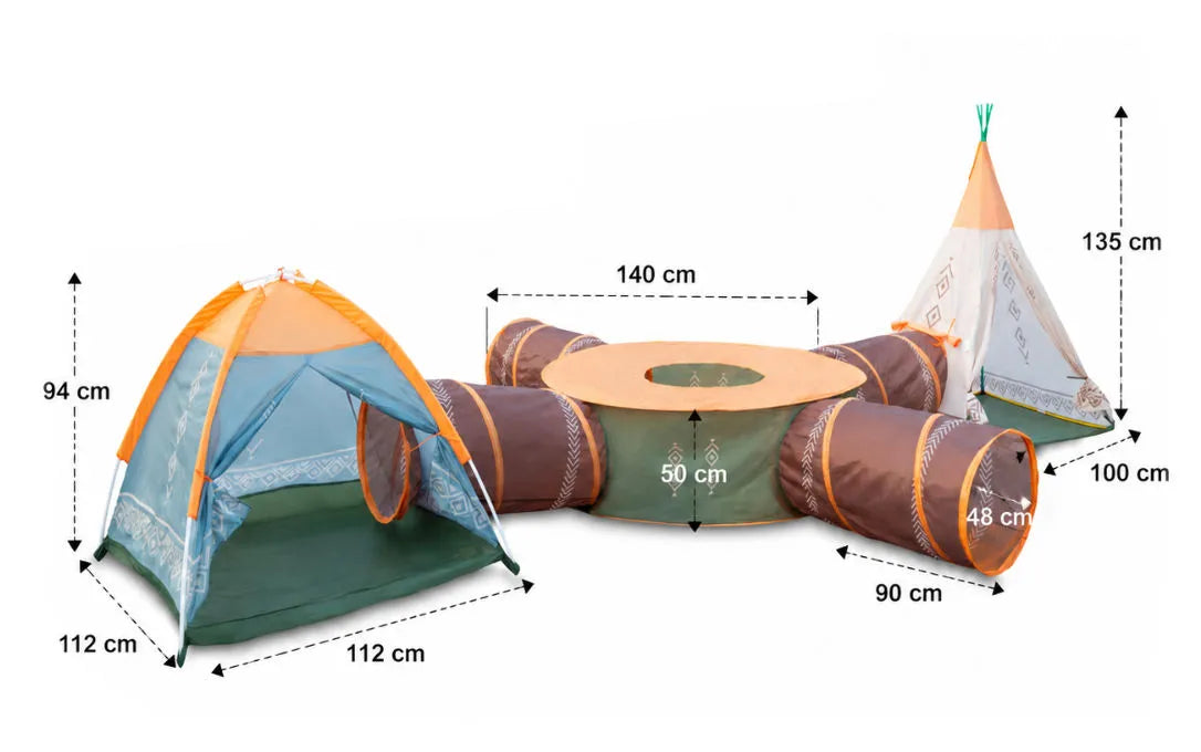 Vaikiška palapinė namelis tipis namams ir sodui vigvamas + tunelis 7 viename rinkinys Coil