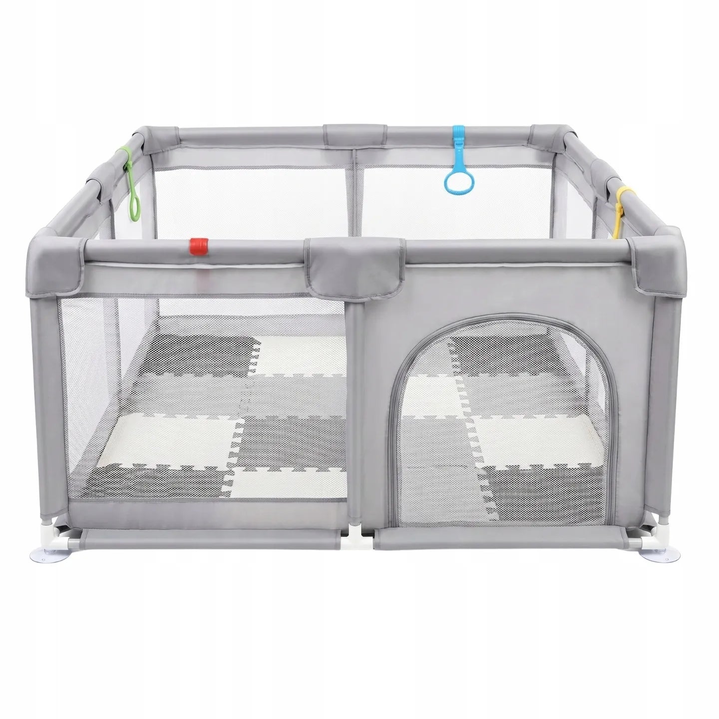 Vaikiškas aptvaras, sausas baseinas, žaidimų aikštelė 130x130 cm su krepšiu ir laikikliais