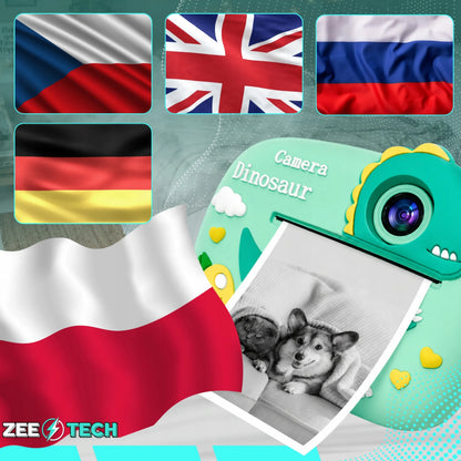 Vaikiškas momentinis skaitmeninis fotoaparatas su spausdintuvu „Drukuś“, vienaragis, 11 ritinėlių