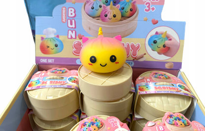Vaivorykštės spalvų vienaragio formos „squishy“ žaislas-antistresas, 10 cm