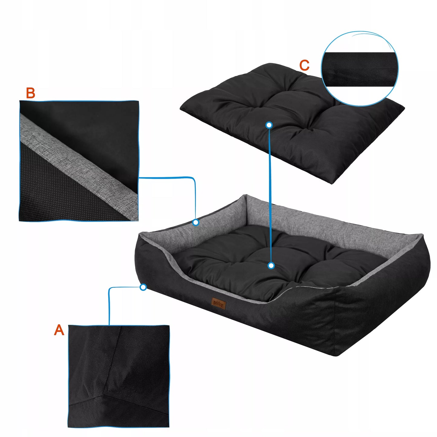 Vandeniui atspari šunų lova Puffy sofa-lova su čiužiniu XXL 114x84 cm