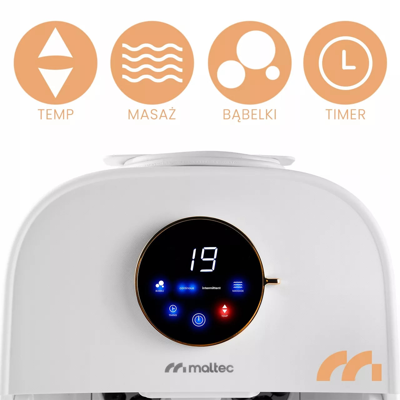 Vandens pėdų masažuoklis Maltec PRO-Hydro500W su šildymu, ritinėliais ir LED laikmačiu