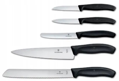 Victorinox Swiss Classic juodas 5 virtuvinių peilių rinkinys