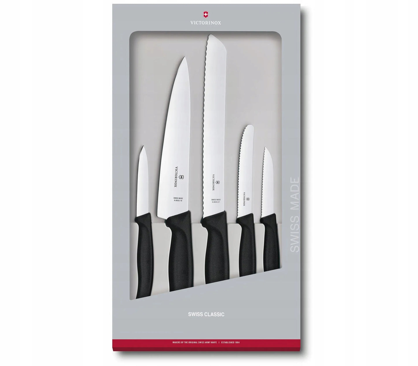Victorinox Swiss Classic juodas 5 virtuvinių peilių rinkinys