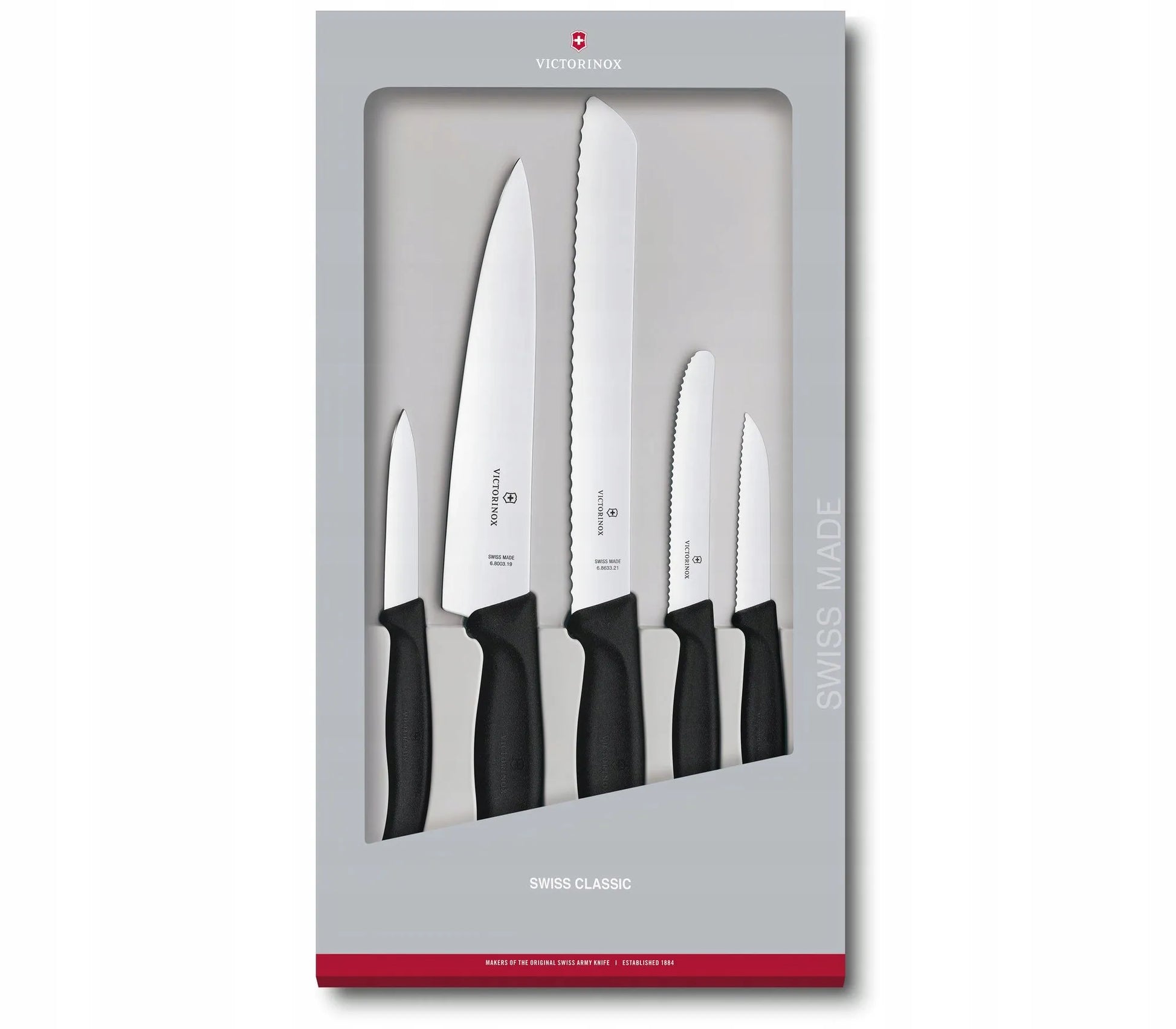 Victorinox Swiss Classic juodas 5 virtuvinių peilių rinkinys