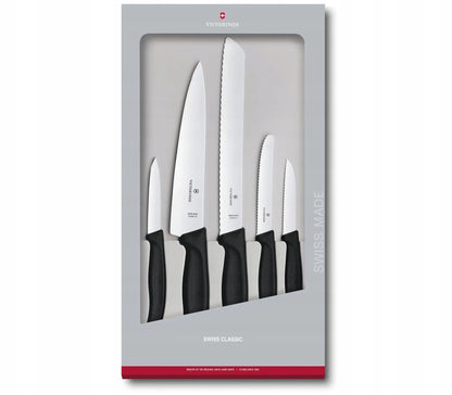 Victorinox Swiss Classic juodas 5 virtuvinių peilių rinkinys