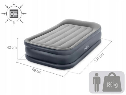 Vienvietis pripučiamas čiužinys INTEX 191 × 99 × 42 cm su integruotu elektriniu siurbliu