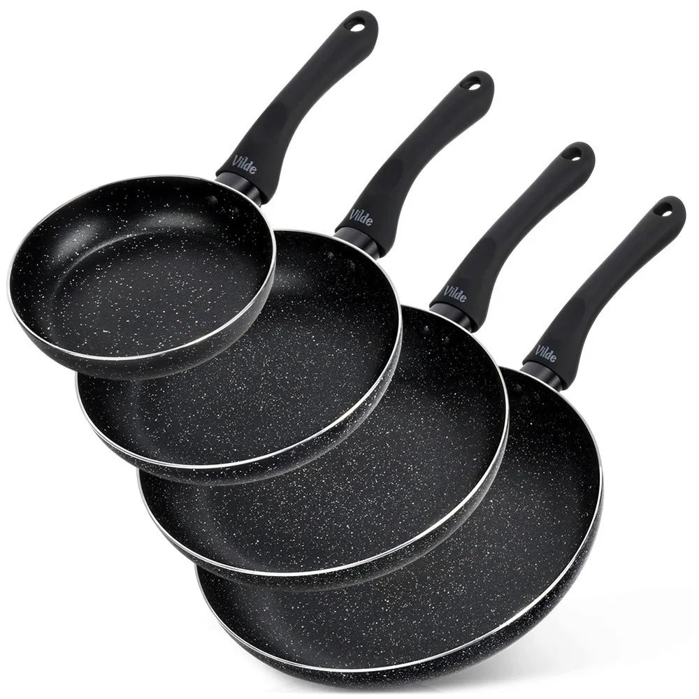 VILDE granitinės keptuvės, 4 vnt. rinkinys 16, 20, 24, 28 cm