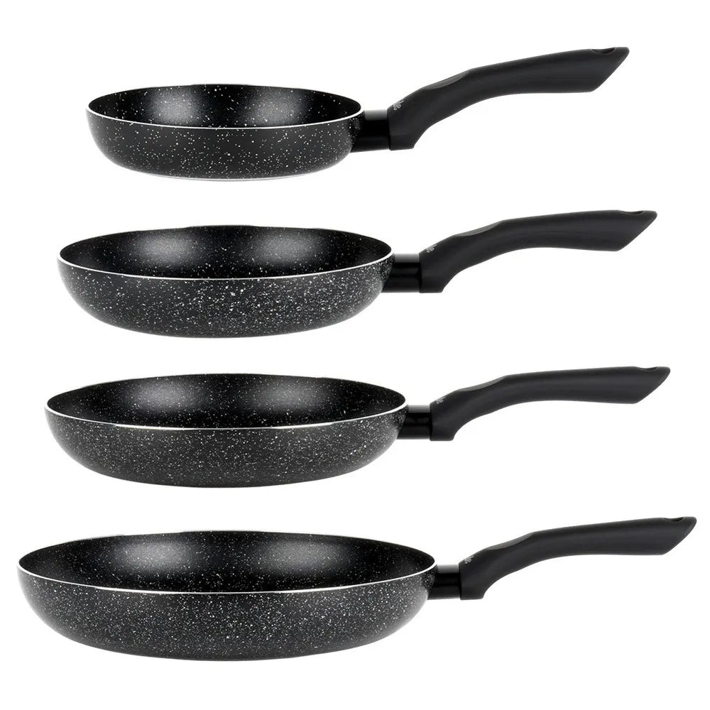 VILDE granitinės keptuvės, 4 vnt. rinkinys 16, 20, 24, 28 cm