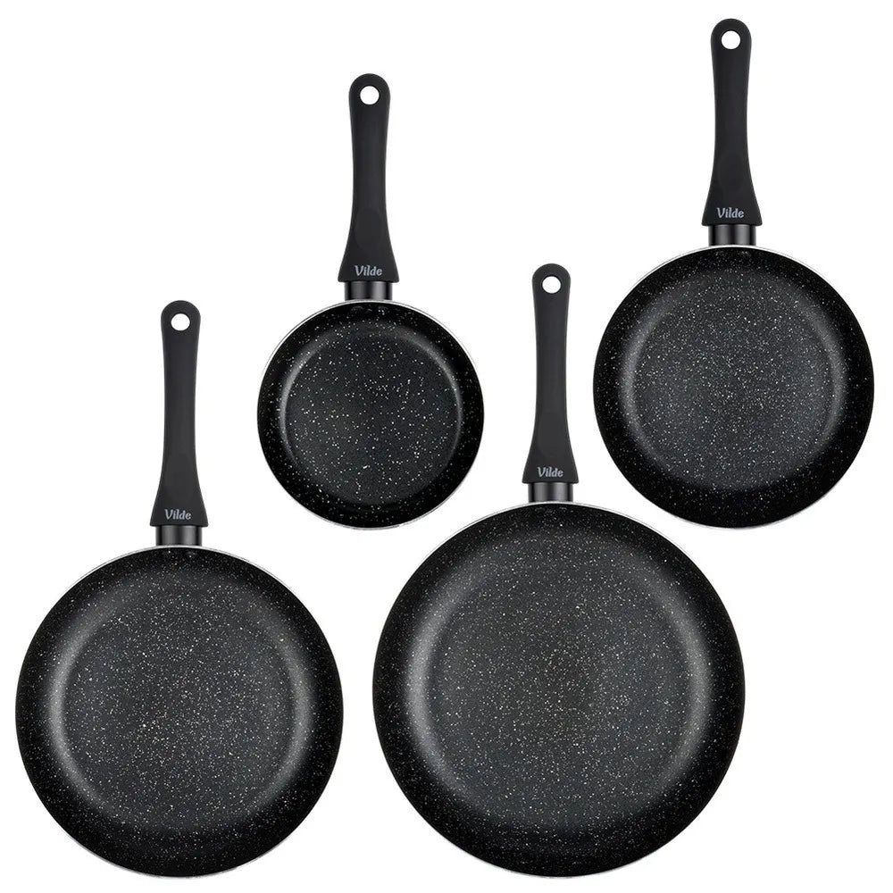 VILDE granitinės keptuvės, 4 vnt. rinkinys 16, 20, 24, 28 cm