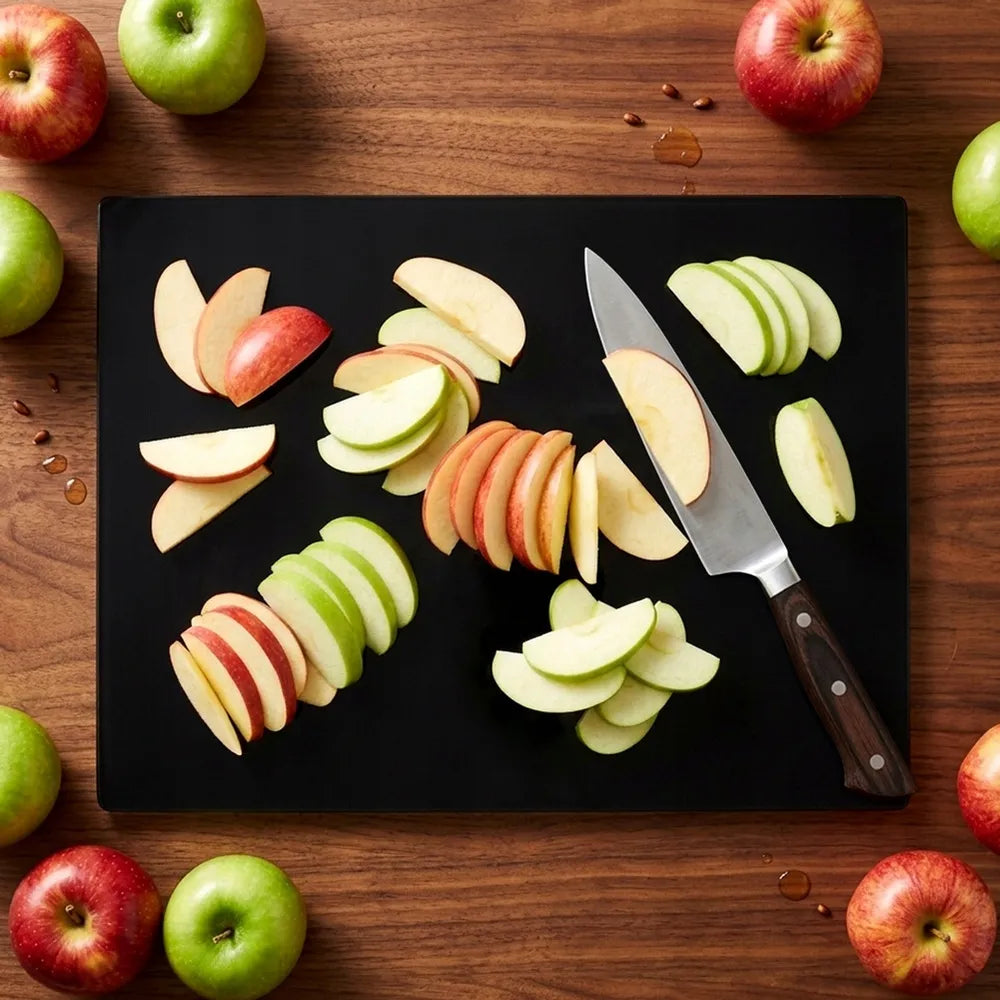 Vilde stiklinė pjaustymo lenta, neslystanti, JUODA, didelė, 30x40 cm