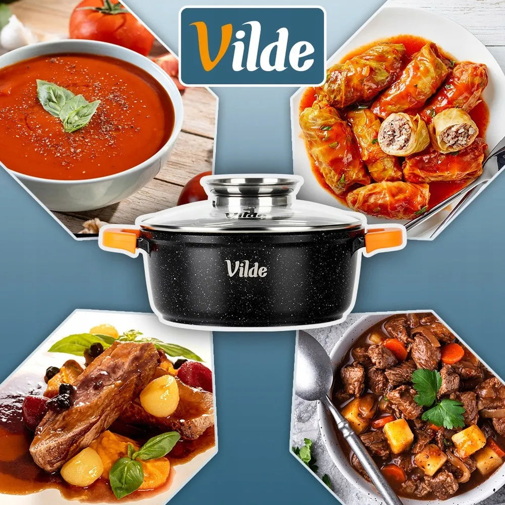 Vilde Terruna Aroma 3 dalių granito puodų ir keptuvės rinkinys indukciniams paviršiams 16 cm, 20 cm, 24 cm