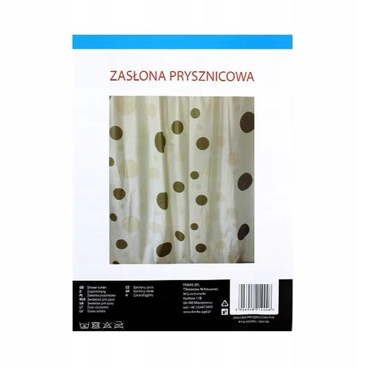Vinilinė dušo užuolaida „Zbychpol“, 180 × 180 cm, su montavimo žiedais