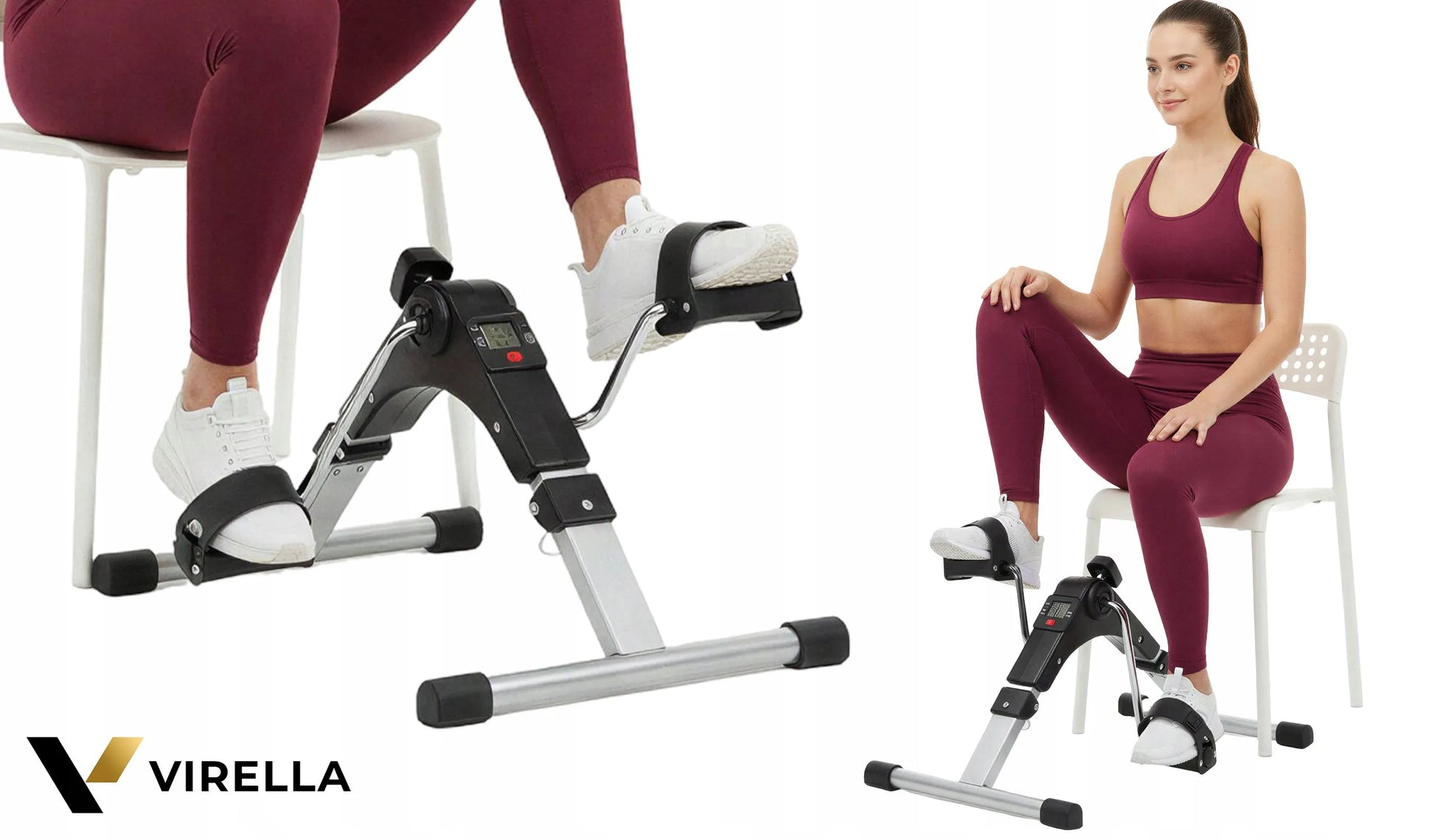 Virella treniruoklis dviratis rotorius reabilitacinis mobilus su LCD skaitikliu 2in1