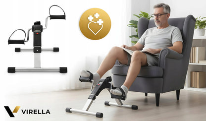 Virella treniruoklis dviratis rotorius reabilitacinis mobilus su LCD skaitikliu 2in1