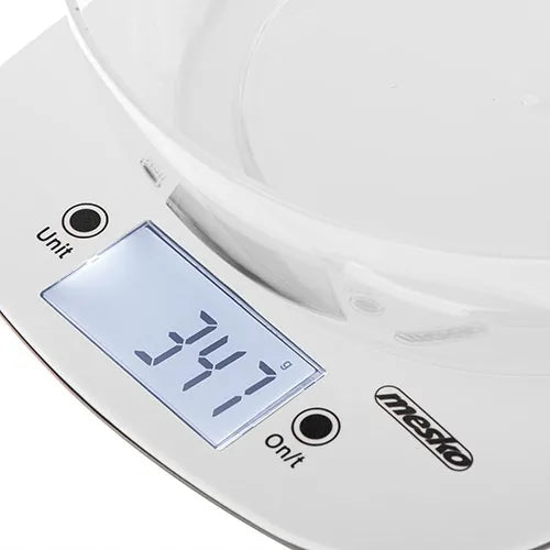 Virtuvinės svarstyklės su 1,4 l dubeniu, iki 5 kg, Mesko MS 3179, baltos