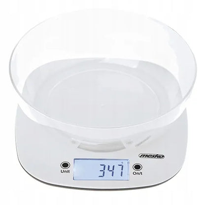 Virtuvinės svarstyklės su 1,4 l dubeniu, iki 5 kg, Mesko MS 3179, baltos