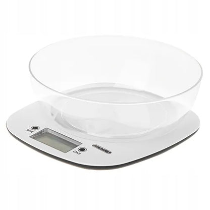 Virtuvinės svarstyklės su 1,4 l dubeniu, iki 5 kg, Mesko MS 3179, baltos
