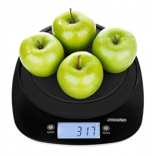 Virtuvinės svarstyklės su 1,4 l dubeniu, iki 5 kg, Mesko MS 3179, juodos, tikslios