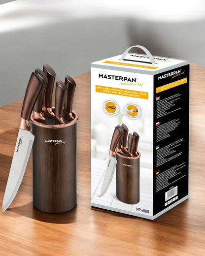 Virtuvinių peilių rinkinys stove 6 dalių MASTERPAN