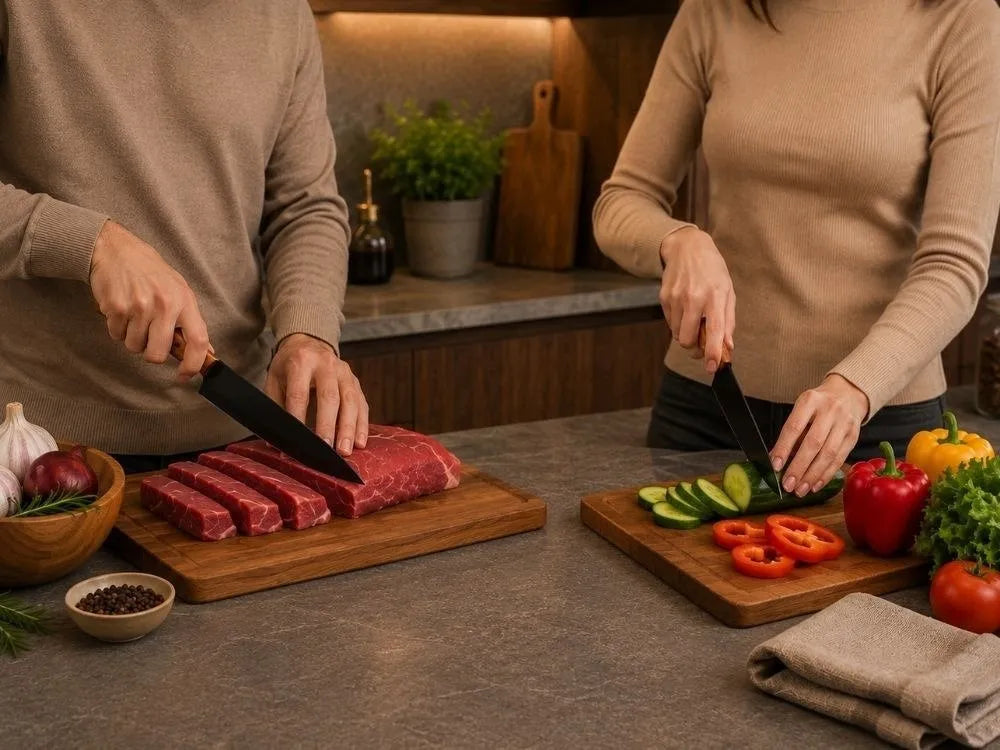 Virtuvinių peilių rinkinys su stovu, 6 dalių, su žirklėmis ir galąstuvu