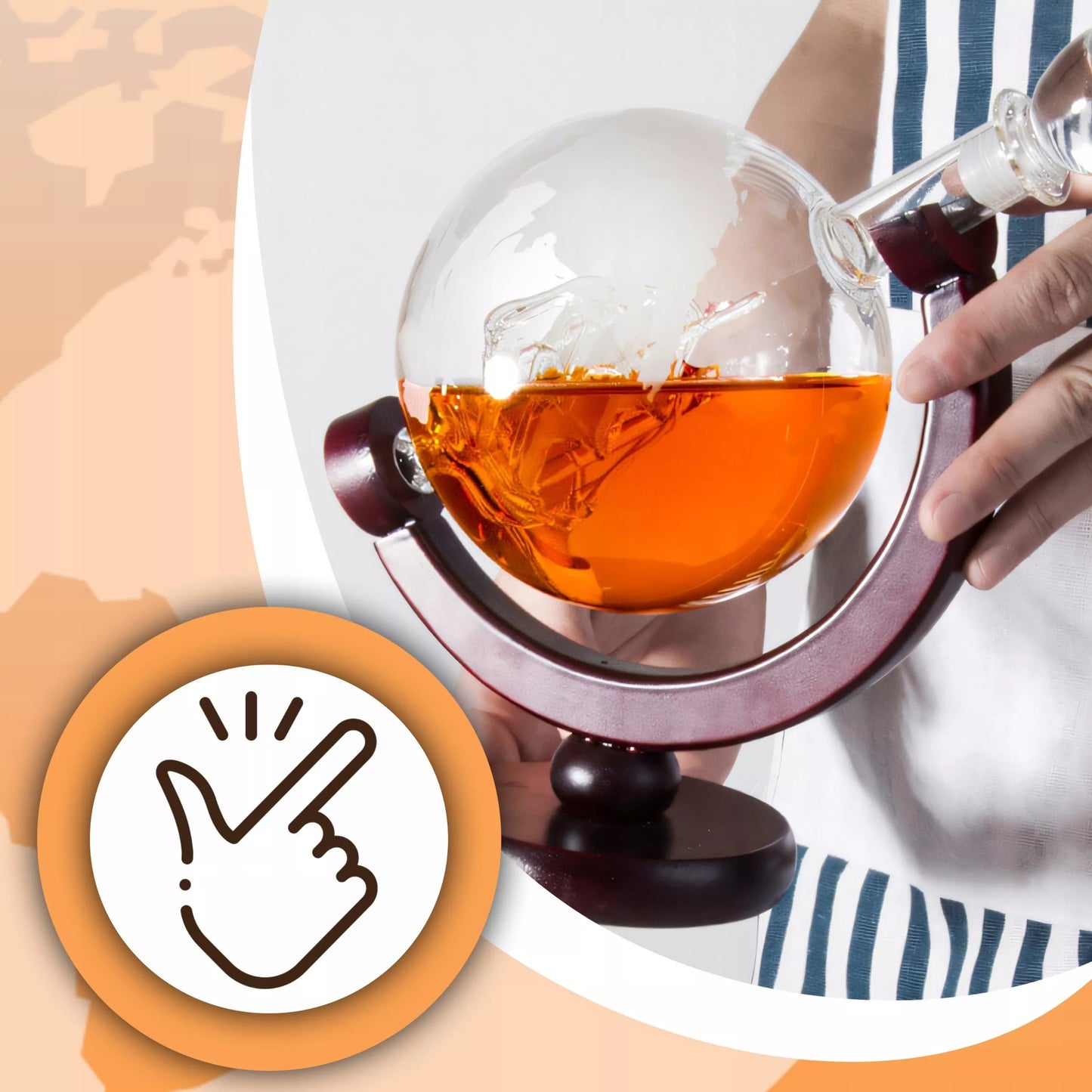 Viskio rinkinys gaublio formos grafinas 2 stiklinės akmenukai žnyplės 850 ml dovana