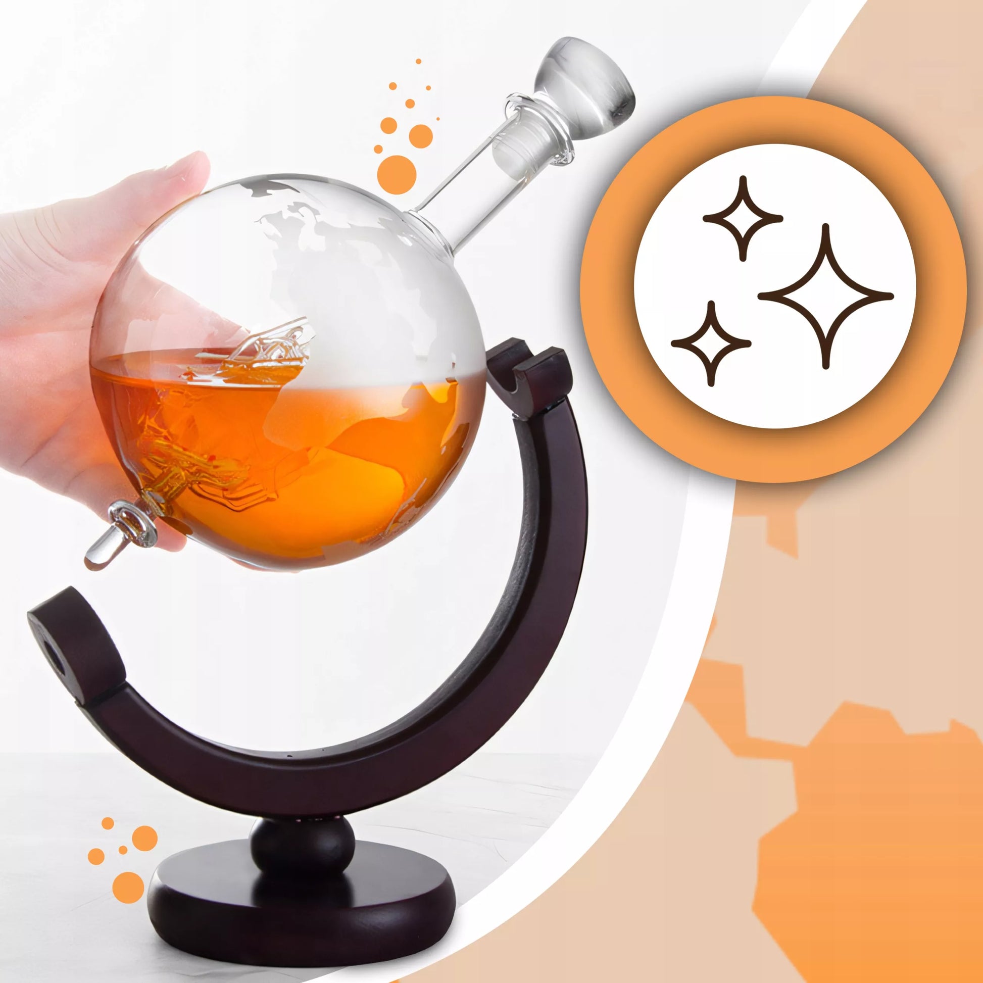 Viskio rinkinys gaublio formos grafinas 2 stiklinės akmenukai žnyplės 850 ml dovana