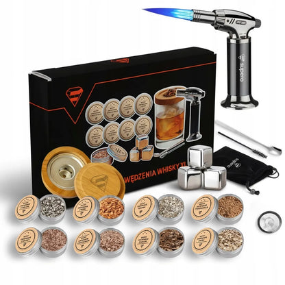 Viskio rūkymo rinkinys Whisky smoker XL Dovanų rinkinys jam 18 elementų