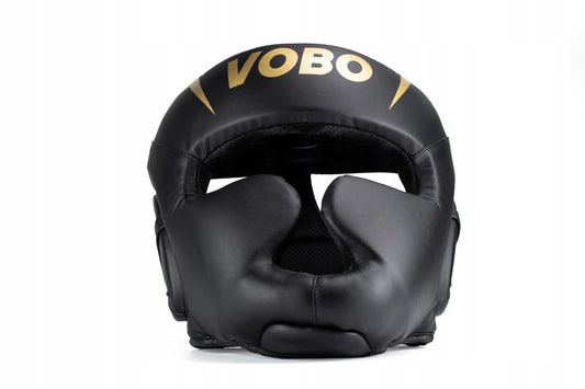 VOBO bokso šalmas juodas – sparringas / treniruotės – kikboksas Muay Thai – S dydis