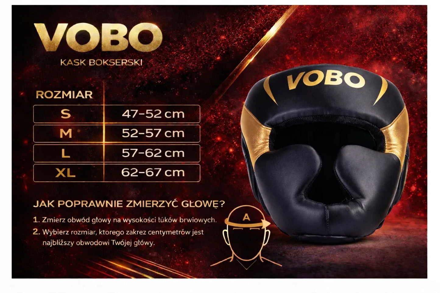 VOBO bokso šalmas juodas – sparringui / treniruotėms – kikboksui Muay Thai – XL