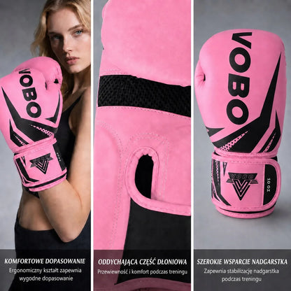 „VoBo“ rožinės ir juodos bokso pirštinės treniruotėms bei sparingui, 8 oz