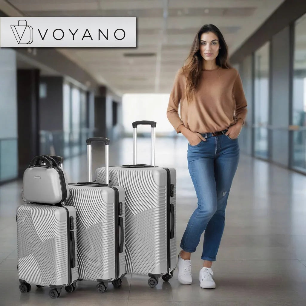 Voyano Azores 4 dalių kelioninių lagaminų rinkinys, sidabrinės spalvos