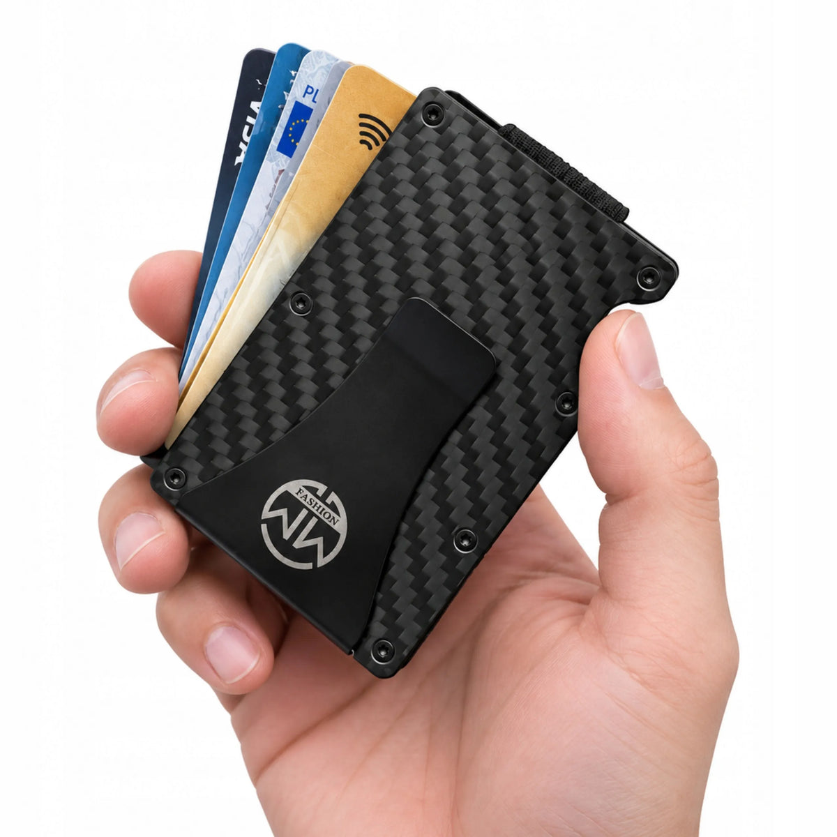 Vyriška aliumininė kortelių piniginė „Carbon Slim“ su RFID apsauga
