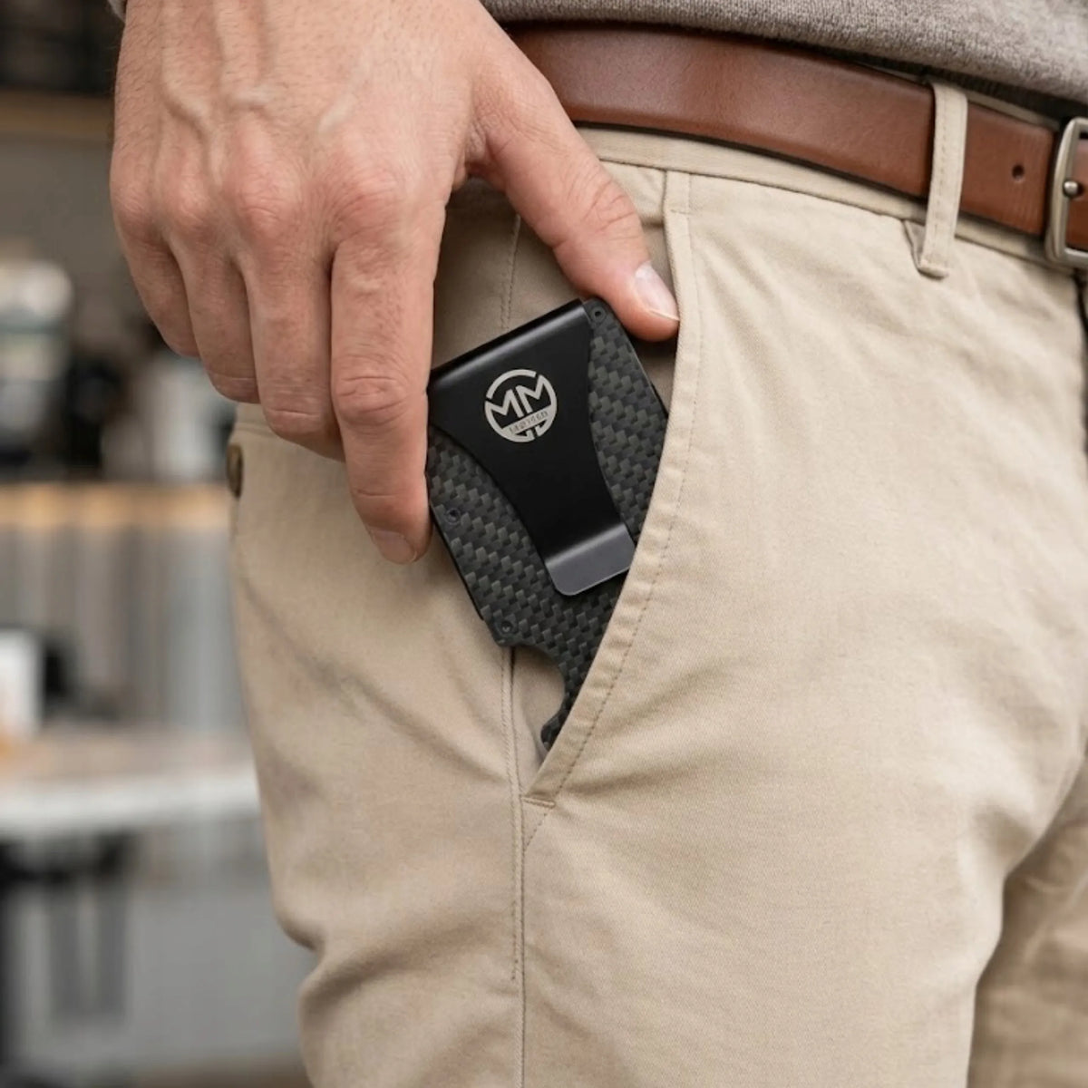 Vyriška aliumininė kortelių piniginė „Carbon Slim“ su RFID apsauga