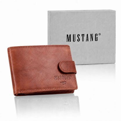 Vyriška ruda odinė piniginė „Mustang“ DENIMO WALLET