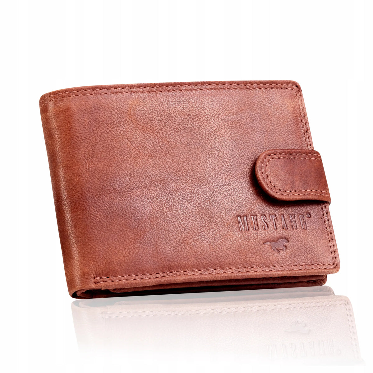 Vyriška ruda odinė piniginė „Mustang“ DENIMO WALLET