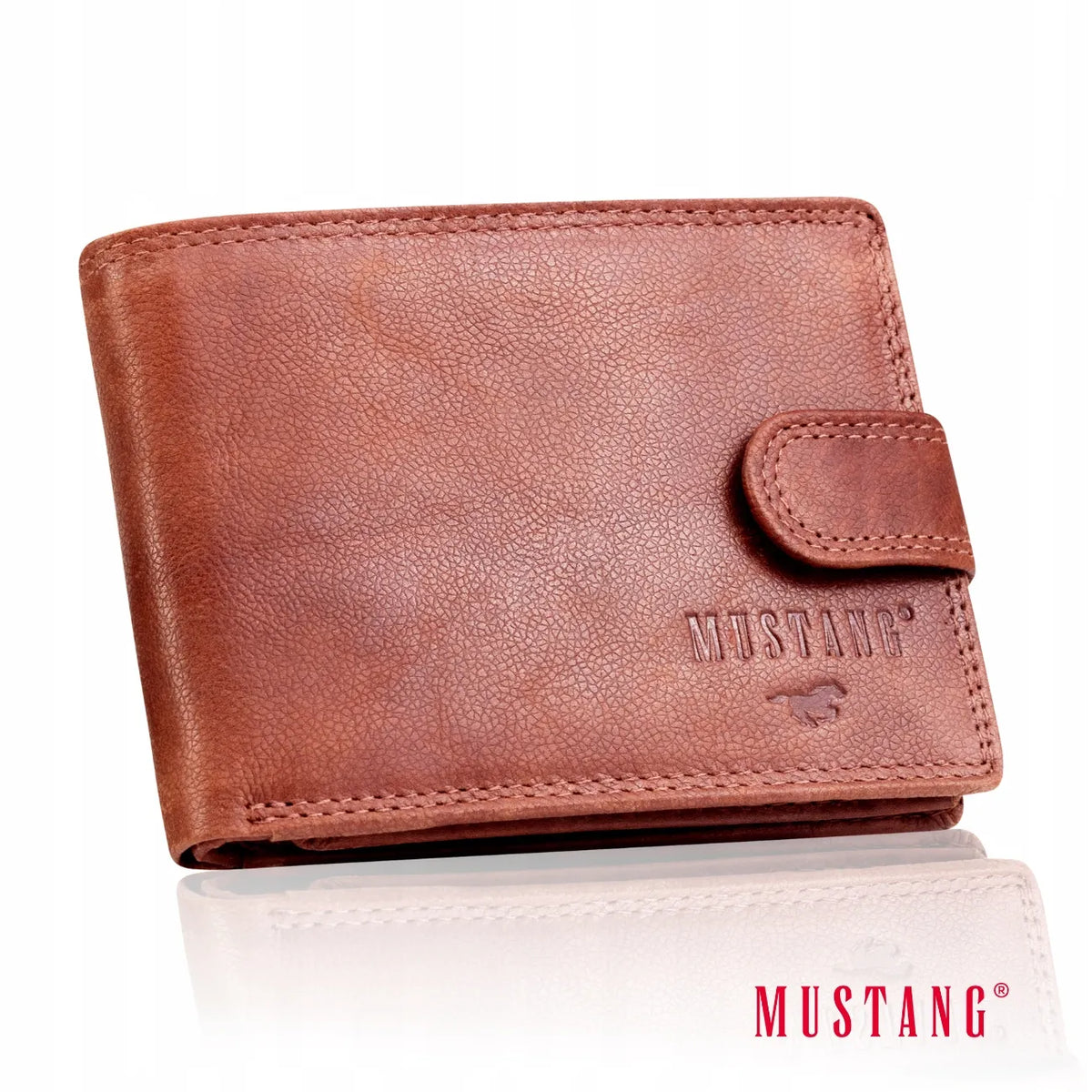 Vyriška ruda odinė piniginė „Mustang“ DENIMO WALLET