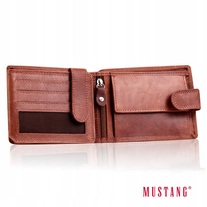 Vyriška ruda odinė piniginė „Mustang“ DENIMO WALLET