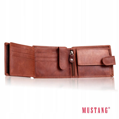 Vyriška ruda odinė piniginė „Mustang“ DENIMO WALLET