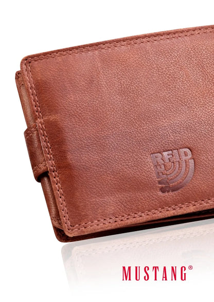 Vyriška ruda odinė piniginė „Mustang“ DENIMO WALLET