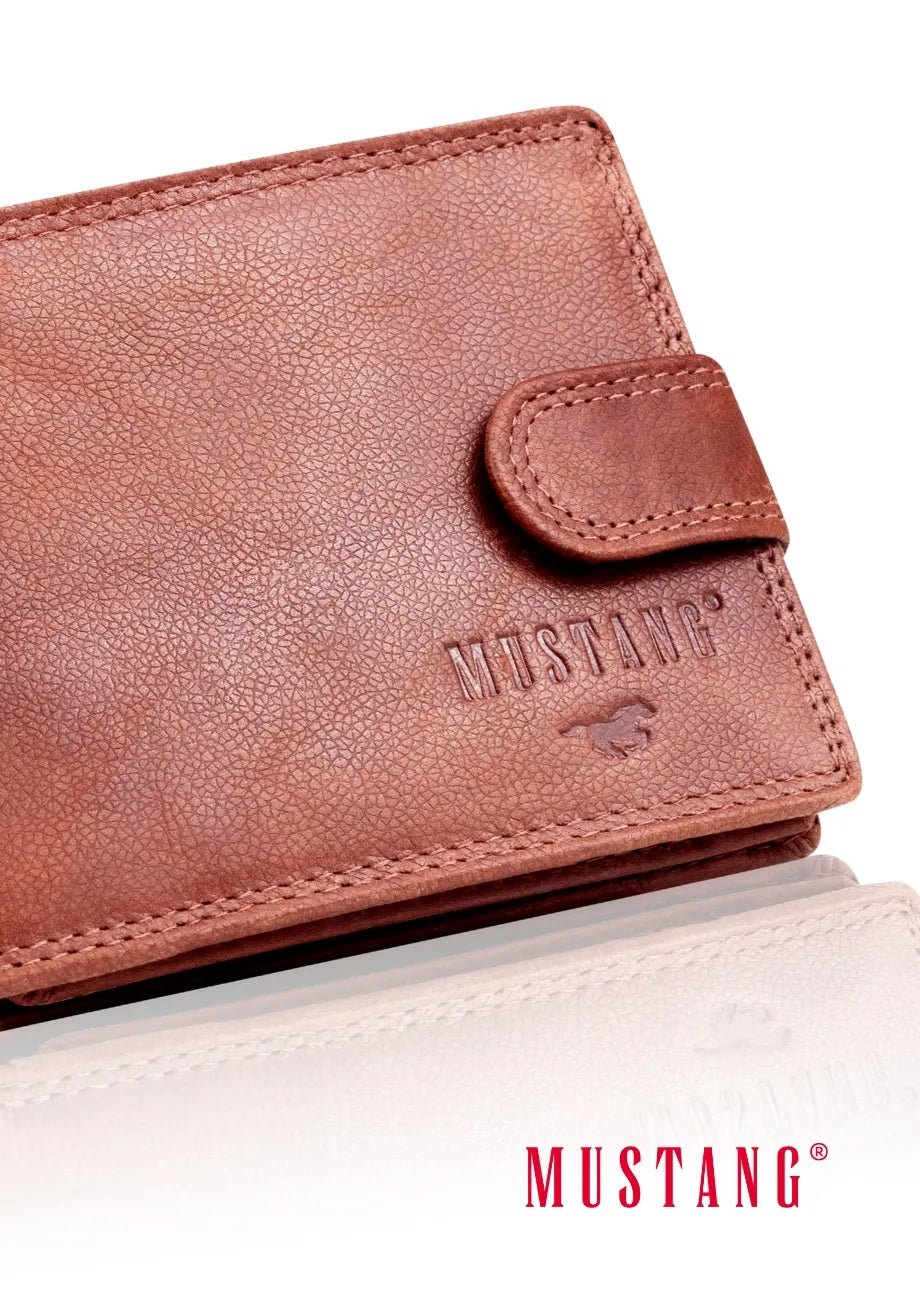Vyriška ruda odinė piniginė „Mustang“ DENIMO WALLET